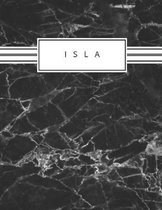 Isla: Personalized black marble sketchbook with name