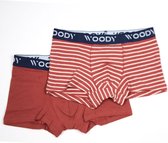 Woody boxer jongens - streep - rood - duopack - 212-1-CLD-Z/039 - maat 164