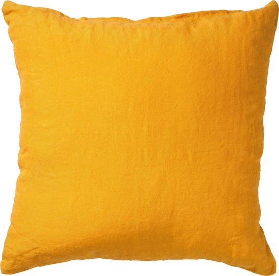 Dutch Decor LINN - Sierkussen 45x45 cm - 100% linnen - effen kleur - Golden Glow - geel - Inclusief binnenkussen