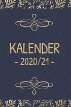 Kalender 2020/21: Einfacher gleitender Kalender für die Jahre 2020 und 2021 mit Jahres-, Monatsübersicht und Feiertagen. Eine Woche auf