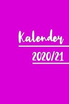 Kalender 2020/21: Einfacher pinker gleitender Kalender für die Jahre 2020 und 2021 mit Jahres-, Monatsübersicht und Feiertagen. Eine Woc