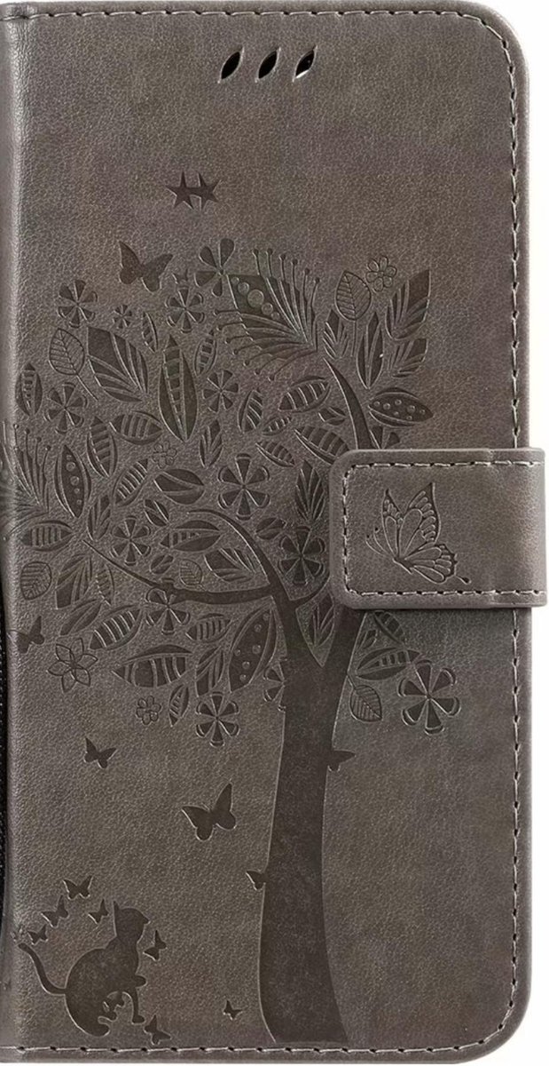 Geschikt voor Samsung Galaxy S10 Lite Bookcase - Grijs - Bloemen - Portemonnee Hoesje