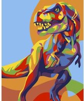Wizardi Schilderen op Nummer Regenboog Dinosaurus 16,5x13 cm