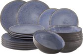 Serviesset Santorini - Serviesset Kade171 - 18-delig - Blauw en antraciet