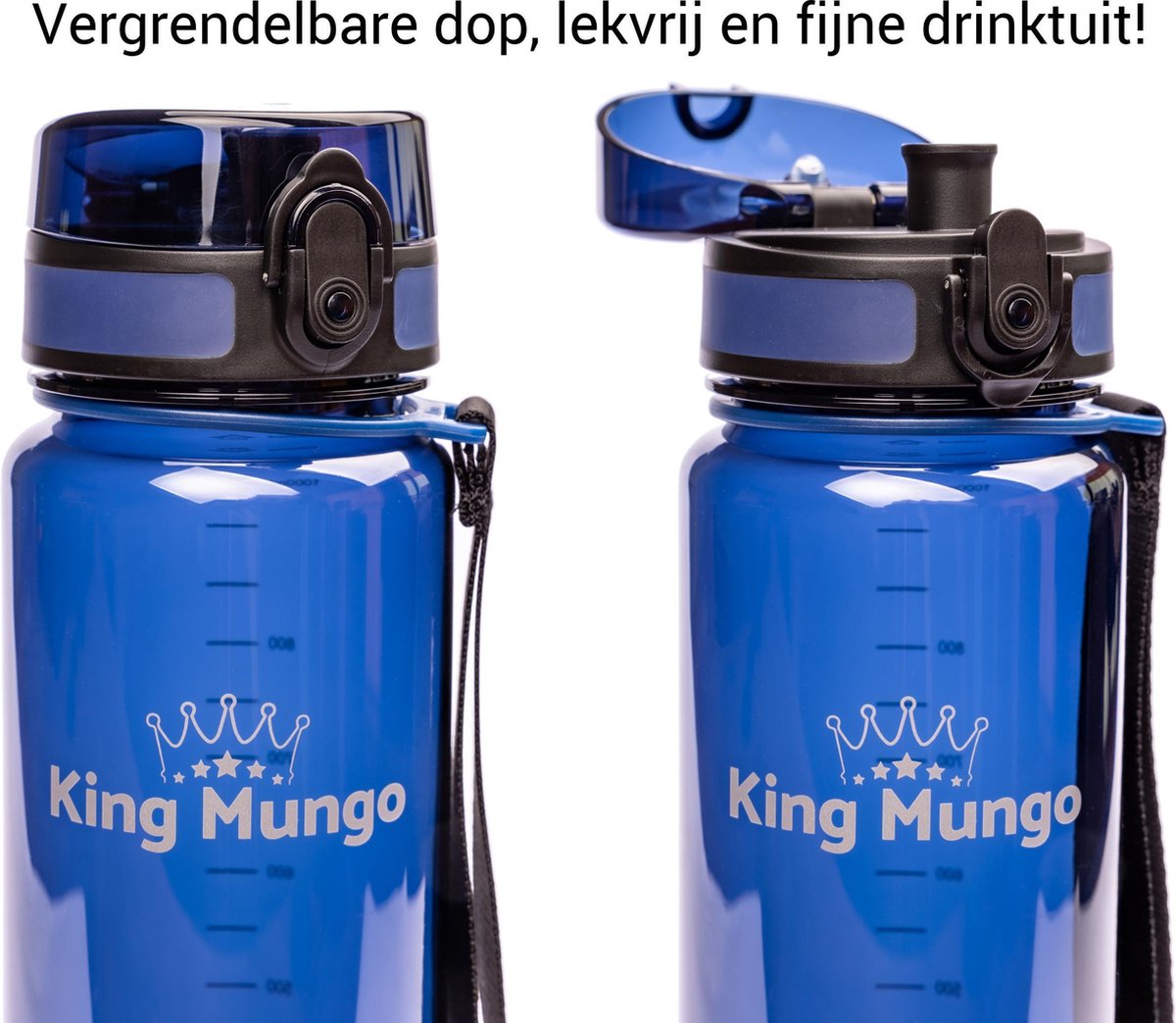 King Mungo Drinkfles 1 Liter Transparant Donkerblauw thumbnail 2