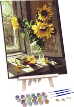 Rubye® Schilderen Op Nummer Volwassenen – Zonnebloemen – Met Frame en Schildersezel – 40x50 cm