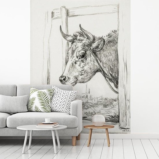 Behang - Fotobehang Kop van een koe in een stal - schilderij van Jean  Bernard -... | bol.com