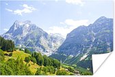 Poster Panorama over de berg Junfrau bij Eiger in Zwitserland - 30x20 cm