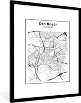 Affiche Zwart Wit - Plan de la ville - Zwart Wit - Den Bosch - 60x80 cm