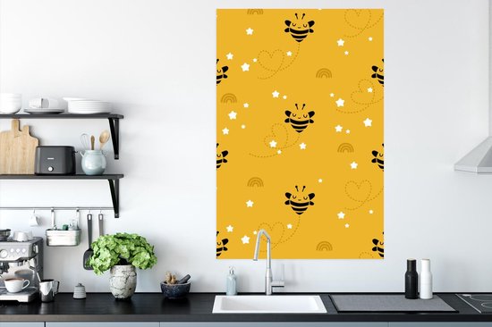 Patron enfant avec abeilles sur fond jaune 80x120 cm