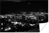 Poster Zwart-wit skyline van het Colombiaanse Medellín tijdens de avond - 120x80 cm