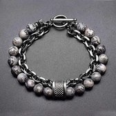 ROYAL JUL - Grey marble x Chain bracelet - ARMBAND - HEREN