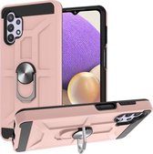 Voor Samsung Galaxy A32 5G War-god Armor TPU + PC Schokbestendige magnetische beschermhoes met ringhouder (roségoud)