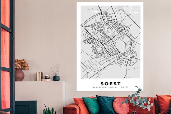 Poster Plan de Ville - Soest - Grijs - Wit - 120x180 cm XXL