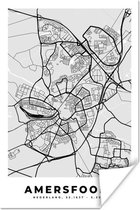 Poster Stadskaart - Amersfoort - Grijs - Wit - 60x90 cm - Plattegrond