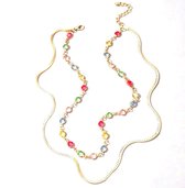 Ketting Dames- Layer- 2 laags- Goud- Multicolor- Vrouw- LiLaLove