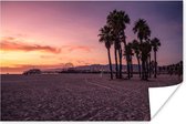 Poster Coucher de soleil sur la plage en Californie papier 180x120 cm - Tirage photo sur Poster (décoration murale salon / chambre) / Sea and Beach XXL / Groot format!