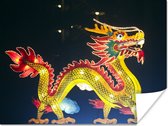 Dragon chinois lumineux sur fond sombre avec affiche détail bleu 40x30 cm - petit - Tirage photo sur Poster (décoration murale salon / chambre)