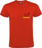 Belgie EK Voetbal T-Shirt Rood “ Rode Duivels “ Print klein Zwart / Geel Maat L