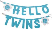 Tweeling jongens geboorteslinger Hello Twins, incl. zuignapjes