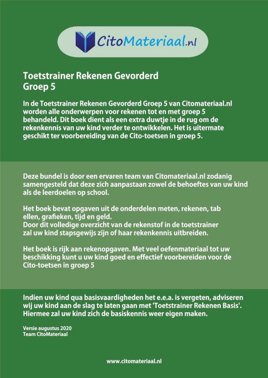 Rekenen groep 5 - Gevorderd - Cito oefenen | 7141252637811 | Boeken |  bol.com