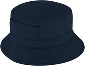 Katoenen bucket hat vissershoedje zonnehoed kleur blauw grote maat XL XXL 62 63 centimeter
