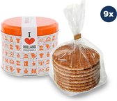 Daelmans Stroopwafels in Oranje blik - Doos met 9 blikken - 8 Stroopwafels per blik (72 Koeken)