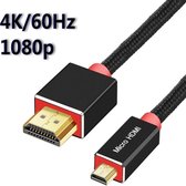 Professionele High Speed HDMI kabel - 1 meter -  Gevlochten Kabel - Vergulde Aansluitingen - 4K - 60Hz