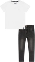 Koko Noko BIO Basics Set(2delig) Jeans NOX BLACK en Shirt Wit - Maat 98/104