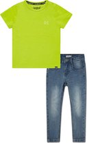 Koko Noko BIO Basics Set(2delig) Jeans NOX en Shirt Neon yellow - Maat 98/104