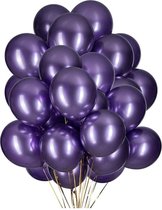 20 Metallic Ballonnen - Paars - 30 cm - Latex - Chroom - Verjaardag - Feest/Party - Ballonnen set -