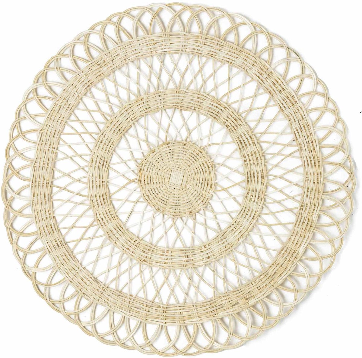 Liviza Placemat rond rotan beige Handgemaakt Bohemian woonstijl