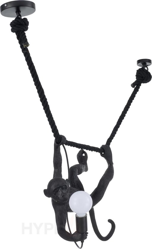 Hype it aap lamp hanglamp - 40 x 40 cm - Slinger lamp aap aan zwart ...