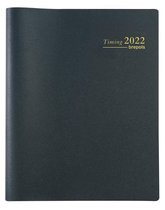 Brepols Agenda 2022 - Timing week - Genova cover - 17,1 x 22 cm - met uitneembaar ABC - Zwart