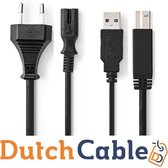 Dutch Cable - Printer - Starterkit - 3 meter Usb B kabel + stroom kabel voedingskabel c7