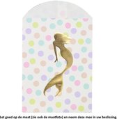 Papieren Zakjes - Wit met Zeemeermin – 10 Stuks – 12 bij 19 cm – Gift Bag – Geschenkzakjes – Cadeau – Cadeauzakjes - Fournituren - Traktatie - Snoep - Koek - Feestje - Verjaardag - Party - Mermaid