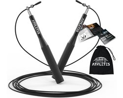 Tested by Athletes Professioneel Sport Springtouw - Verstelbaar - Speedrope Jump Rope voor Volwassenen en Kinderen - Fitness - Zwart + E-Book