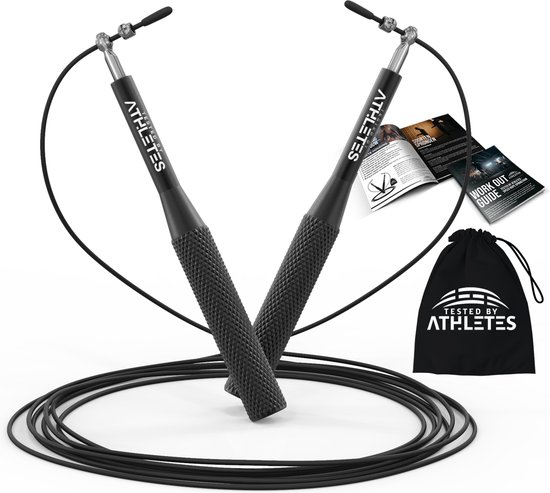 Springtouw - Tested by Athletes© - Speed Rope + E-Book met oefeningen - Verstelbaar - Met Kogellager