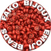 Fako Bijoux® - Letterkralen Rond - Emoji / Smiley Kralen - Acryl - Sieraden Maken - 7mm - 250 Stuks - Rood