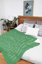 Ulticool Deken Zacht Fleece Flanel - 150 x 200 cm - Plaid Tekst Positief Denken Zen Geluk Zelfvertrouwen - Groen - voor Binnen op de bank als Buiten - superzacht en lekker warm Dek