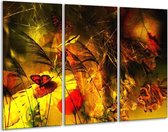 GroepArt - Schilderij -  Lente - Bruin, Rood, Zwart - 120x80cm 3Luik - 6000+ Schilderijen 0p Canvas Art Collectie