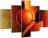 Glasschilderij -  Abstract - Geel, Rood, Zwart - 100x70cm 5Luik - Geen Acrylglas Schilderij - GroepArt 6000+ Glasschilderijen Collectie - Wanddecoratie- Foto Op Glas