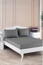 Deco Milano, Hoeslaken, Donker Grijs,100x200/30/ 100% Katoen, Incl. 1x kussenslopen,