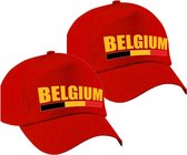 3x stuks Belgium supporters pet rood voor jongens en meisjes - kinderpetten - Belgie landen cap - supporter accessoire