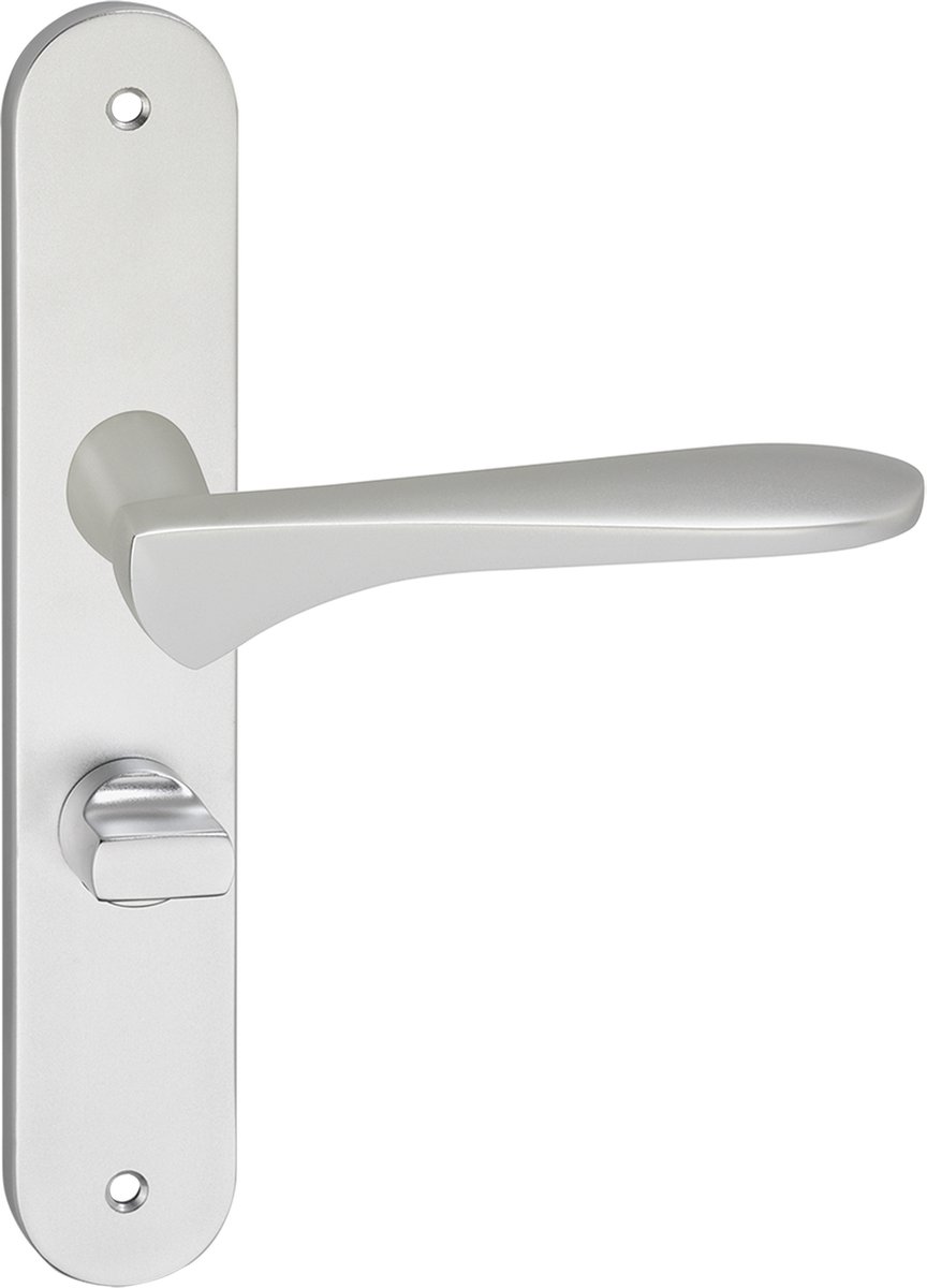 Impresso Watford Deurklink – Deurbeslag – Ovaal – Deurschild met Schroeven en Toiletsluiting – Aluminium