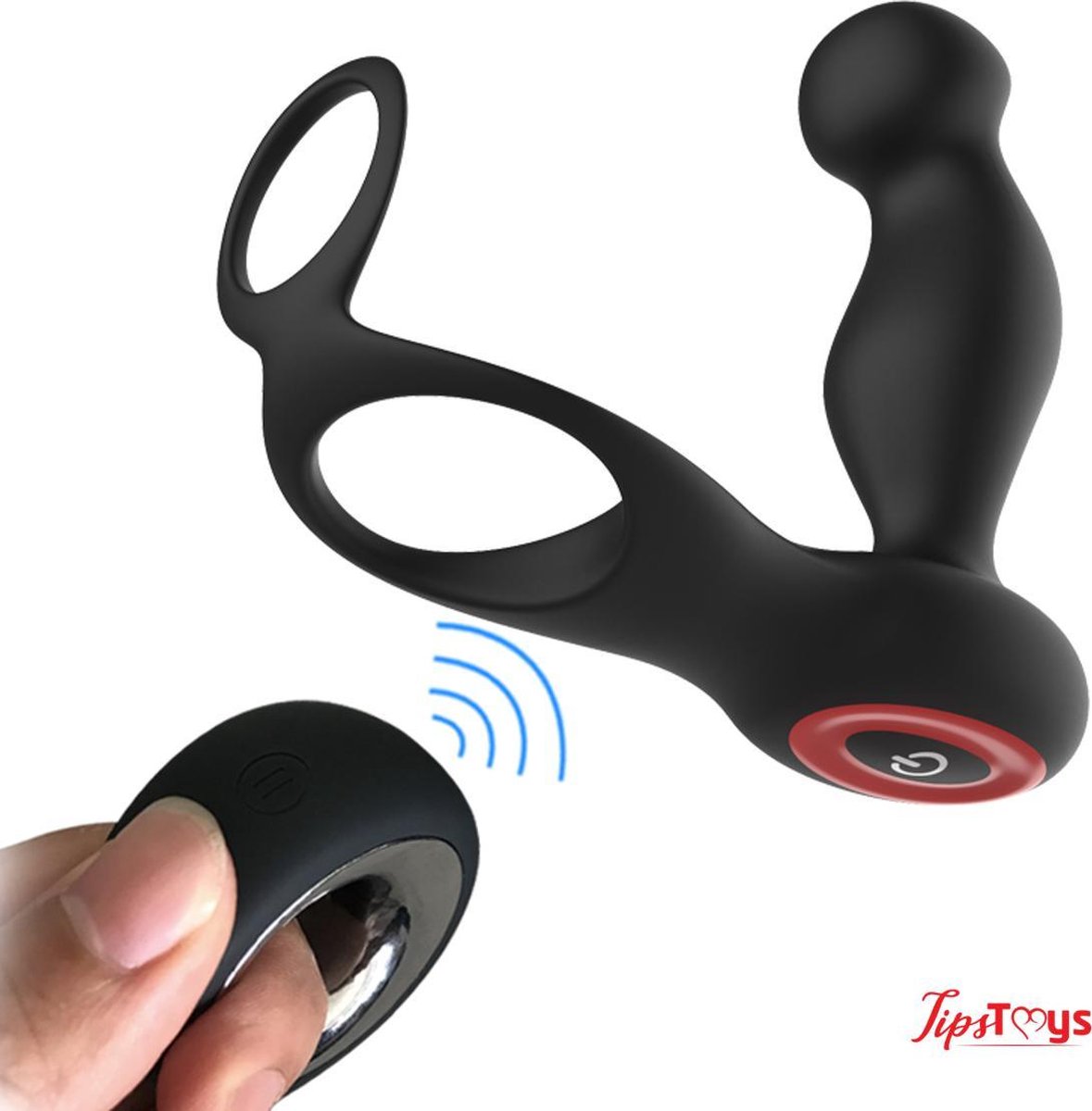 Goedkoopste TipsToys Anaal Vibrator Prostaat - Cockring Anaal Sex Toys voor Mannen Zwart