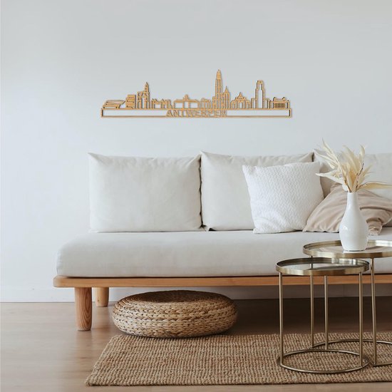 Skyline eikenhout' Anvers - 90cm - Décoration murale City Shapes