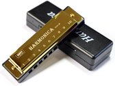 Mondharmonica - Harmonica C-majeur - Voor Volwassenen & Kinderen - Met Bewaardoos - Goud