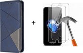 GSMNed - Leren telefoonhoesje blauw - Luxe iPhone X/Xs hoesje - portemonnee - pasjeshouder iPhone X/Xs - blauw - 1x screenprotector iPhone X/Xs
