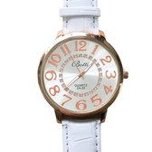 Horloge Botty-goudkleurig-wit bandje-4.5 cm-Charme Bijoux